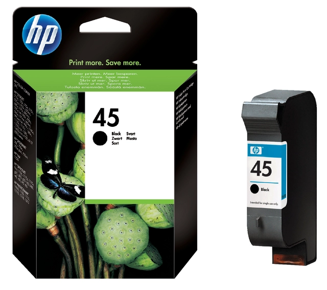 Een Inktcartridge HP 51645A 45 zwart koop je bij VHK Kantoorartikelen