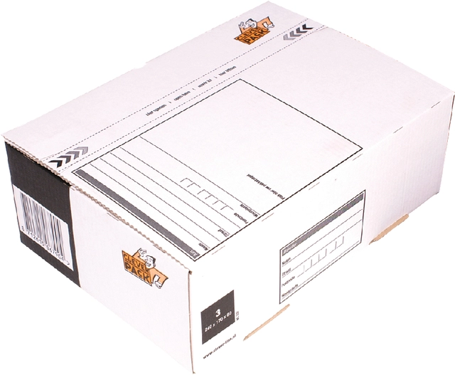 Een Postpakketbox 3 CleverPack 240x170x80mm wit koop je bij VHK Kantoorartikelen