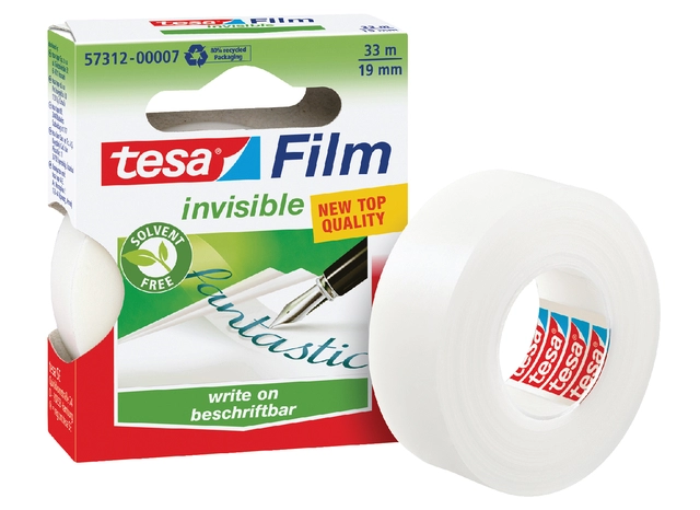 Een Plakband tesafilm® Invisible 33mx19mm mat transparant, koop je bij VHK Kantoorartikelen