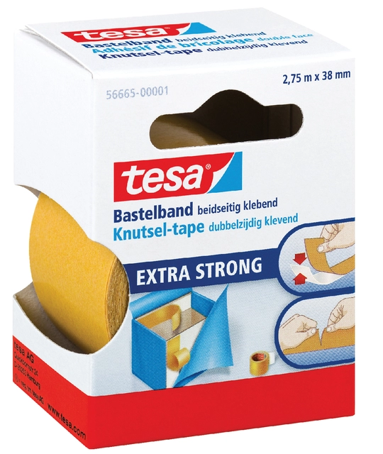 Een Dubbelzijdige knutseltape tesa® 2,75mx38mm transparant koop je bij VHK Kantoorartikelen