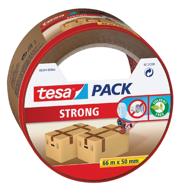 Een Verpakkingstape tesapack® Strong 66mx50mm bruin koop je bij VHK Kantoorartikelen