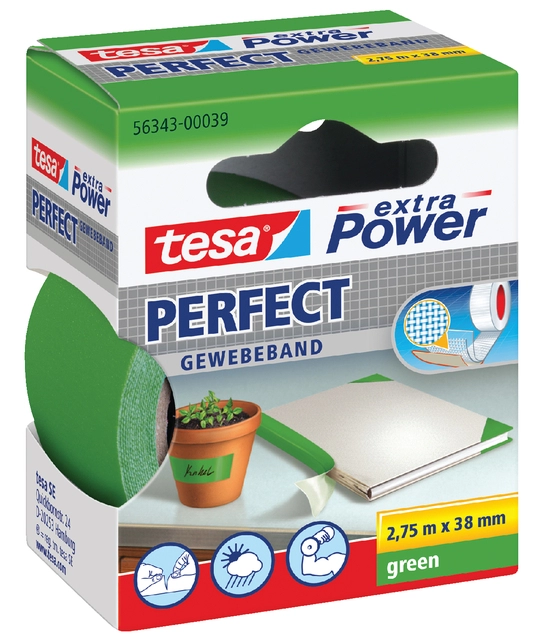 Een Textieltape tesa® extra Power Perfect 2.75mx38mm groen koop je bij VHK Kantoorartikelen