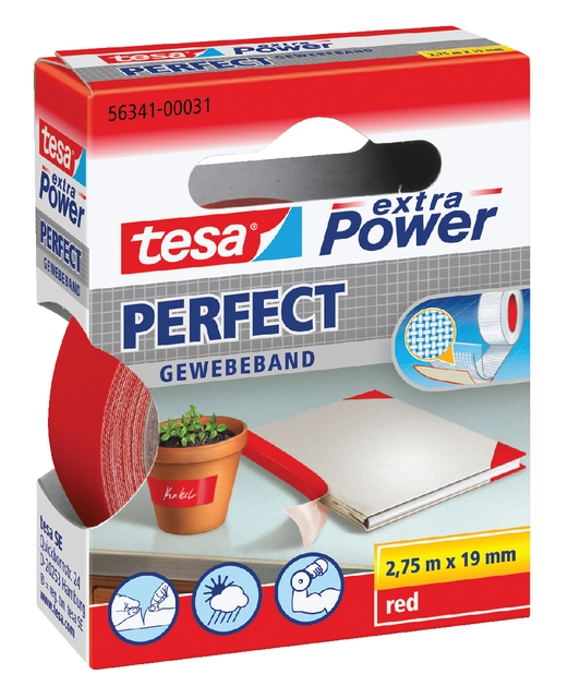 Een Textieltape tesa® extra Power Perfect 2.75mx19mm rood koop je bij VHK Kantoorartikelen