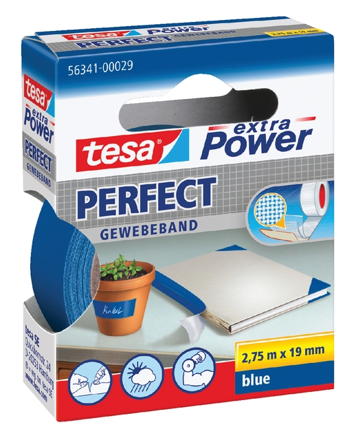 Een Textieltape tesa® extra Power Perfect 2.75mx19mm blauw koop je bij VHK Kantoorartikelen