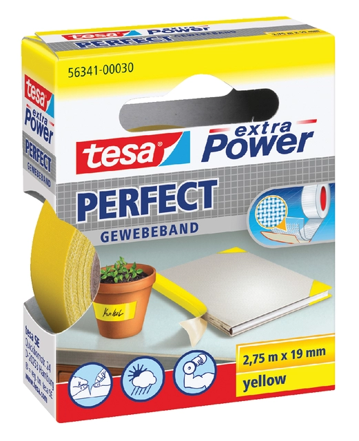 Een Textieltape tesa® extra Power Perfect 2.75mx19mm geel koop je bij VHK Kantoorartikelen