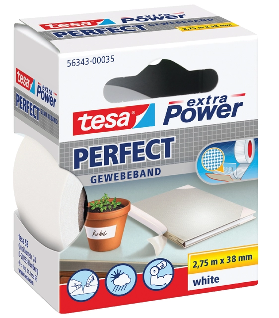 Een Textieltape tesa® extra Power Perfect 2.75mx38mm wit koop je bij VHK Kantoorartikelen