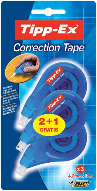 Een Correctieroller Tipp-ex zijwaarts 4.2mmx12m blister 2+1 gratis koop je bij VHK Kantoorartikelen