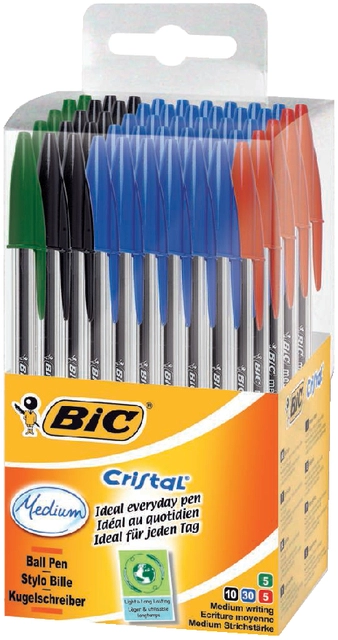 Een Balpen Bic Cristal medium assorti in tubo verpakking koop je bij VHK Kantoorartikelen