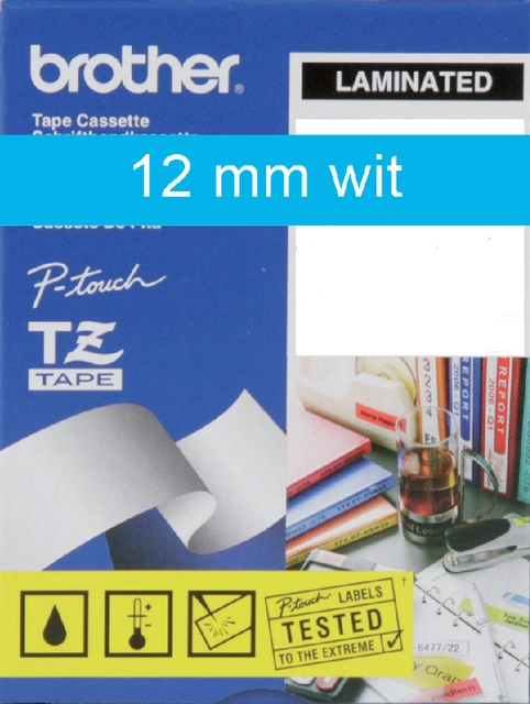 Een Labeltape Brother P-touch TZe-535 standaard 12mm wit op blauw koop je bij Hoekmankantoorartikelen.nl