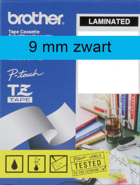 Een Labeltape Brother P-touch TZe-521 standaard 9mm zwart op blauw koop je bij Hoekmankantoorartikelen.nl