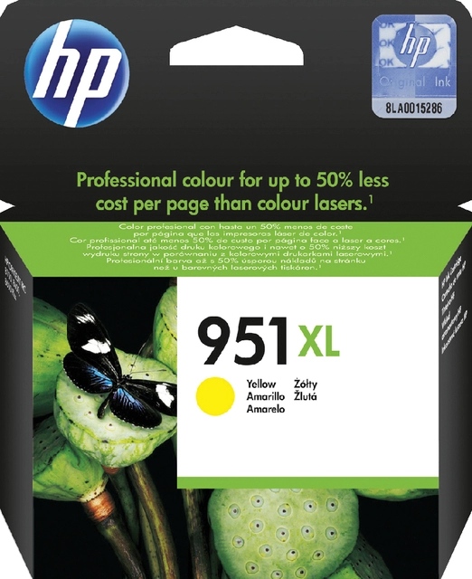 Een Inktcartridge HP CN048AE 951XL geel koop je bij VHK Kantoorartikelen