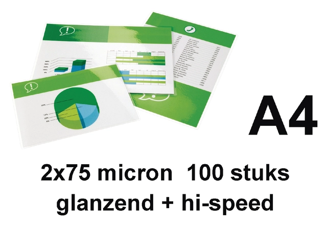 Een Lamineerhoes GBC A4 highspeed 2x75micron 100 stuks koop je bij Hoekmankantoorartikelen.nl