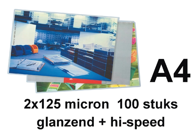 Een Lamineerhoes GBC A4 highspeed 2x125micron 100 stuks koop je bij Hoekmankantoorartikelen.nl