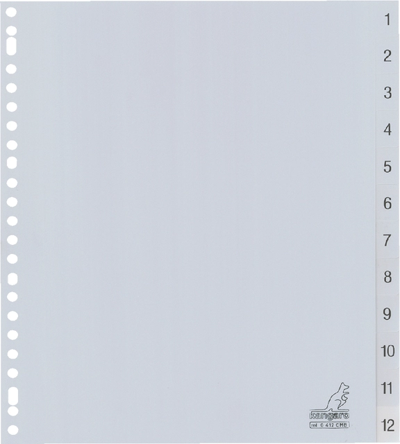 Een Tabbladen Kangaro 23-gaats G412CM-B 1-12 genummerd breed PP koop je bij Hoekmankantoorartikelen.nl