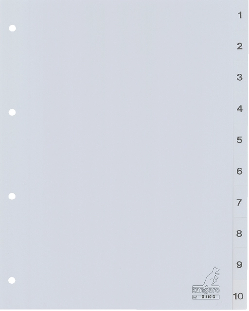 Een Tabbladen Kangaro 4-gaats G410C 1-10 genummerd grijs PP koop je bij Hoekmankantoorartikelen.nl