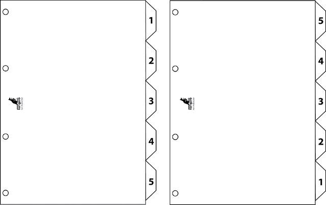 Een Tabbladen Kangaro 4-gaats PK405C 1-5 genummerd wit karton koop je bij VHK Kantoorartikelen