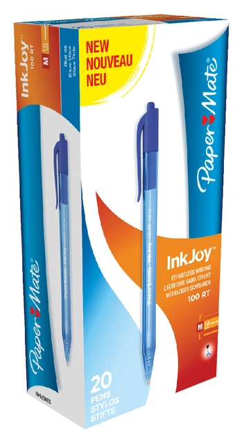 Een Balpen Paper Mate Inkjoy 100RT medium blauw koop je bij VHK Kantoorartikelen