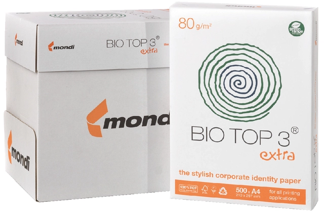 Een Kopieerpapier BioTop 3 A4 80gr naturel 500 vel koop je bij Hoekmankantoorartikelen.nl