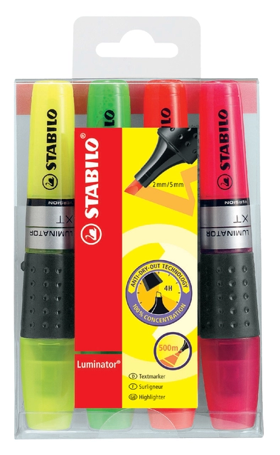 Een Markeerstift STABILO Luminator XT assorti 71/4 assorti etui à 4 stuks koop je bij VHK Kantoorartikelen