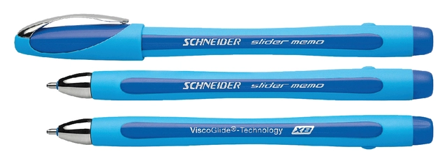 Een Balpen Schneider Slider Memo extra breed blauw koop je bij VHK Kantoorartikelen