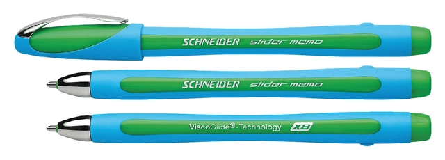 Een Balpen Schneider Slider Memo extra breed groen koop je bij VHK Kantoorartikelen