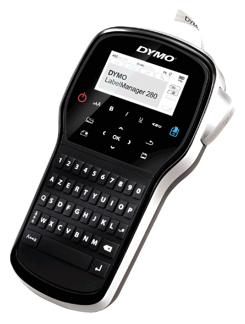 Een Labelprinter Dymo LabelManager 280 draagbaar qwerty 12mm zwart koop je bij VHK Kantoorartikelen