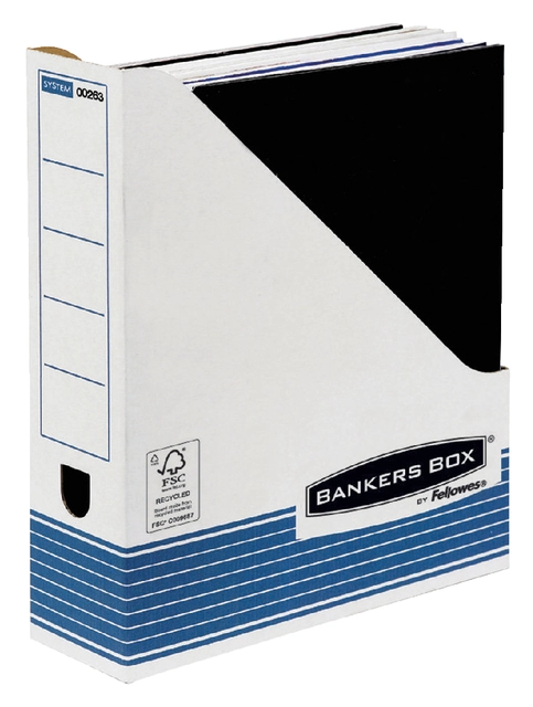 Een Tijdschriftcassette Bankers Box System A4 wit blauw koop je bij VHK Kantoorartikelen