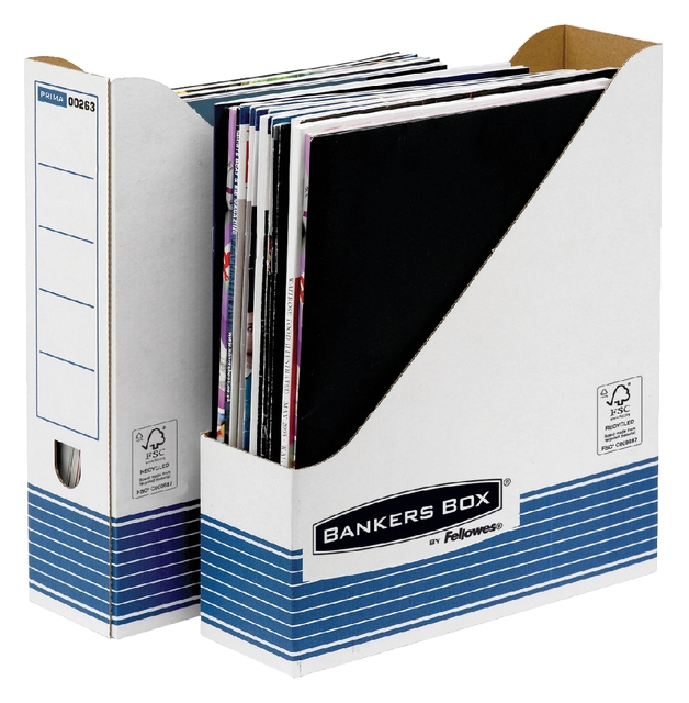 Een Tijdschriftcassette Bankers Box System A4 wit blauw koop je bij VHK Kantoorartikelen