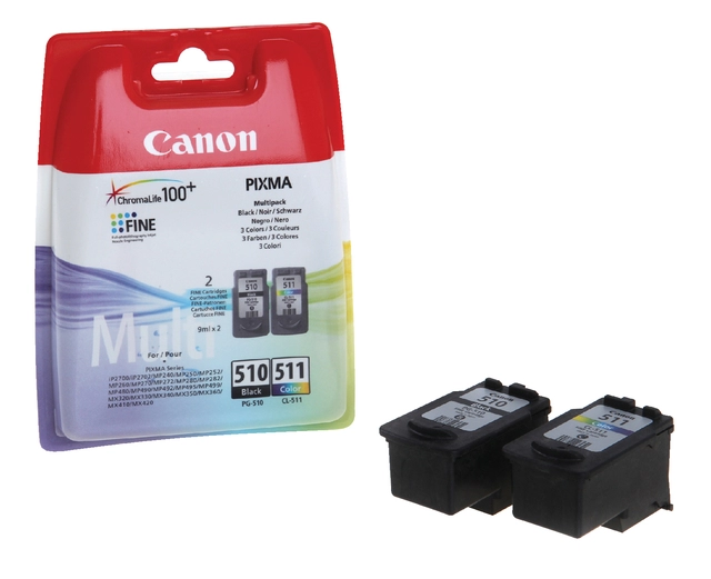 Een Inktcartridge Canon PG-510 + CL-511 zwart + kleur koop je bij VHK Kantoorartikelen