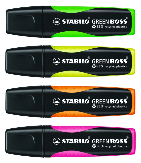 Een Markeerstift STABILO GREEN BOSS 6070/24 geel koop je bij VHK Kantoorartikelen