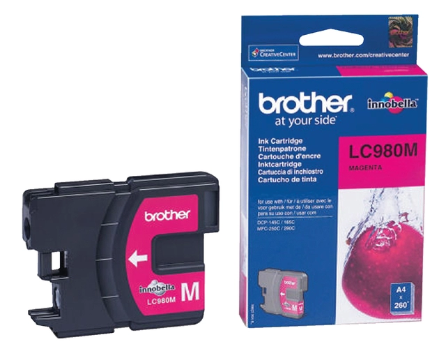 Een Inktcartridge Brother LC-980M rood koop je bij VHK Kantoorartikelen