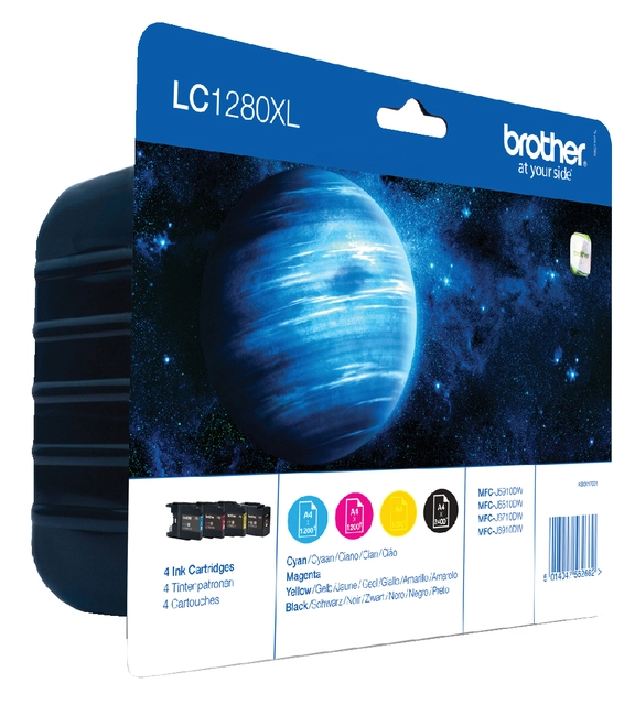 Een Inktcartridge Brother LC-1280XLVALBP zwart + 3 kleuren koop je bij VHK Kantoorartikelen