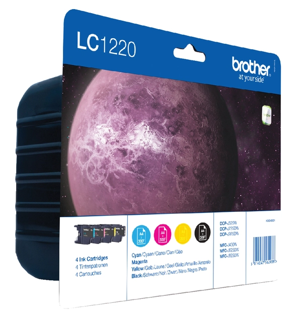 Een Inktcartridge Brother LC-1220VALBP zwart + 3 kleuren koop je bij VHK Kantoorartikelen