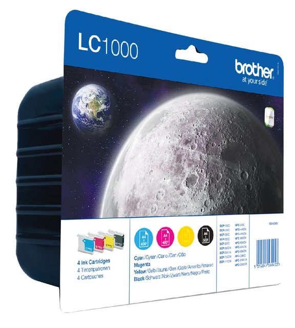 Een Inktcartridge Brother LC-1000VALBP zwart + 3 kleuren koop je bij VHK Kantoorartikelen