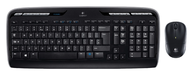 Een Toetsenbord Logitech MK330 Qwerty +muis zwart koop je bij VHK Kantoorartikelen