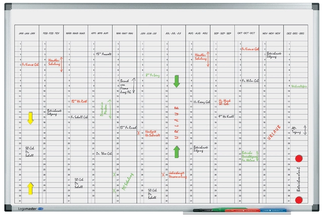 Een Planbord Legamaster premium jaarplanner verticaal 60x90cm koop je bij VHK Kantoorartikelen