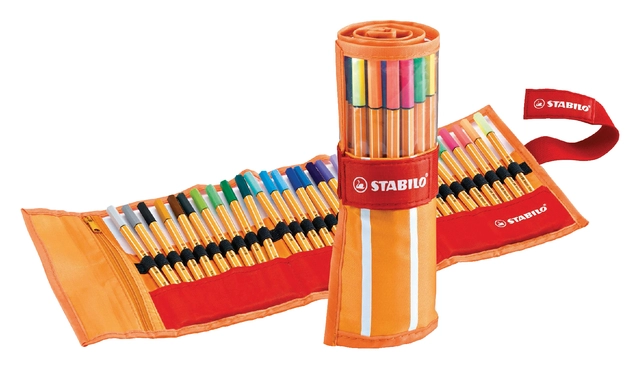 Een Fineliner STABILO point 88/30 rollerset oranje/rood fijn assorti etui à 30 stuks koop je bij VHK Kantoorartikelen