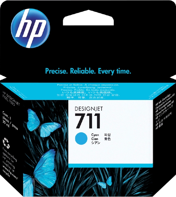 Een Inktcartridge HP CZ130A 711 blauw koop je bij VHK Kantoorartikelen