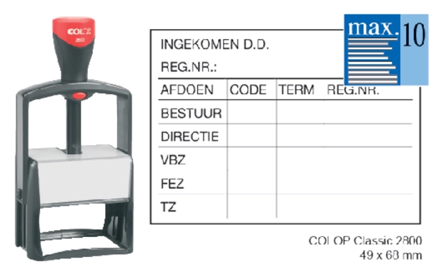 Een Tekststempel Colop 2800 personaliseerbaar 10regels 68x49mm koop je bij VHK Kantoorartikelen