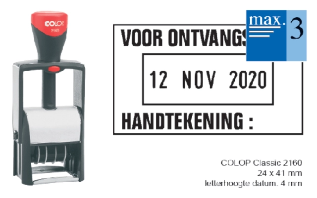 Een Woord-datumstempel Colop 2160 personaliseerbaar 24x41 koop je bij VHK Kantoorartikelen