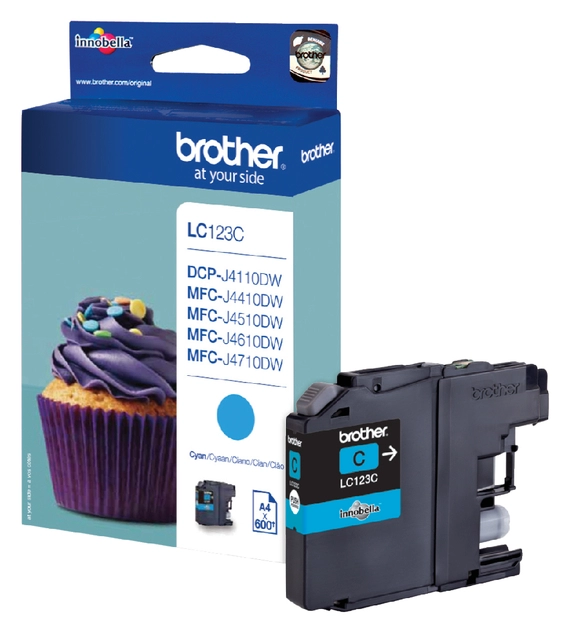 Een Inktcartridge Brother LC-123C blauw koop je bij VHK Kantoorartikelen