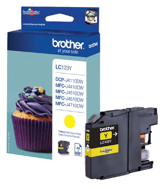 Een Inktcartridge Brother LC-123Y geel koop je bij VHK Kantoorartikelen