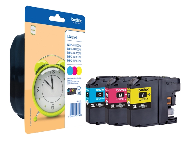 Een Inktcartridge Brother LC-125XLRBWBP 3 kleuren koop je bij VHK Kantoorartikelen