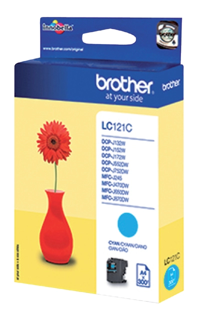 Een Inktcartridge Brother LC-121C blauw koop je bij VHK Kantoorartikelen