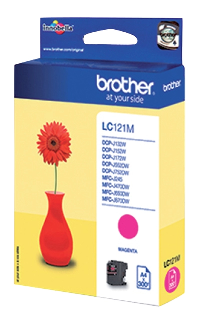 Een Inktcartridge Brother LC-121M rood koop je bij VHK Kantoorartikelen