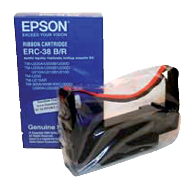 Een Lint Epson S015245 voor ERC38 nylon zwart/rood koop je bij VHK Kantoorartikelen