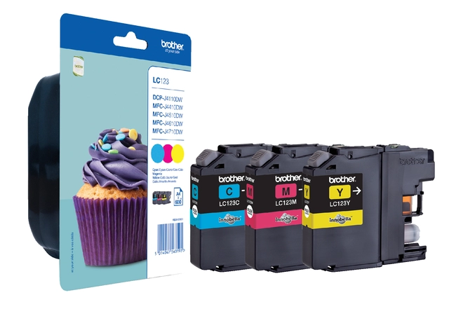 Een Inktcartridge Brother LC-123RBWBP 3 kleuren koop je bij VHK Kantoorartikelen