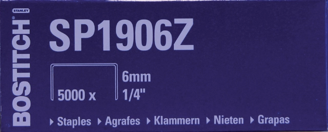 Een Nieten Bostitch SP1906Z staal 6mm rechte rug 5000 stuks koop je bij Hoekmankantoorartikelen.nl