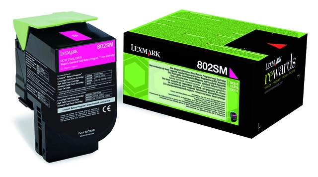 Een Tonercartridge Lexmark 80C2SM0 prebate rood koop je bij VHK Kantoorartikelen