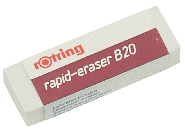 Een Gum rOtring Rapid B20 65x23x10mm potlood wit koop je bij Hoekmankantoorartikelen.nl